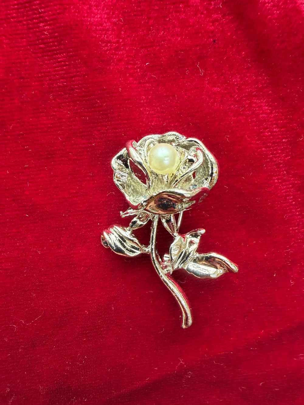 Vintage Silver tone Rose Brooch